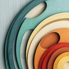 Poster - Abstract concentric shapes illustration, vibrant color palette, textural details