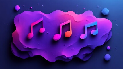 Wall Mural - Three musical notes float above a colorful abstract artistic background
