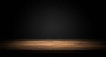Poster - Elegant wooden surface against a dark blurred background for product display