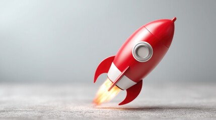 Poster - Red rocket with white tail symbolizing trend acceleration zone concept for rapid price expansion in finance