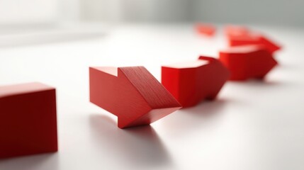 Poster - Red cubes on white surface representing trend continuation breakout concept for clean movement in markets