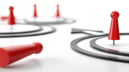 Poster - Red pin on white background highlighting trend continuation vs overextension concept for market filtering