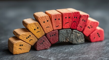 Poster - Wooden toy with smiley face representing value calibration and emotional accuracy in child development and play