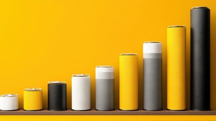 Poster - Row of various colored rolls depicting volume spread analysis icon concept for studying bar size and market dynamics