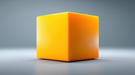 Poster - Bright yellow cube representing wealth cube icon concept for dimensional capital design in a realistic financial context