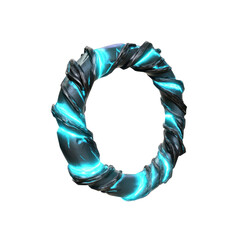 Poster - Glowing Teal Energy Ring Abstract 3D Render