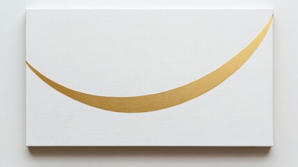Poster - Abstract Art of Single Curved Matte Gold Line on Textured White Canvas Minimalist Design Geometric Shape Modern Aesthetic Wall Art Background Element Decorative Graphic Image