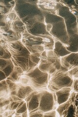 Poster - Abstract Water Surface with Sun Reflections on Sand Bottom Close Up Shot from Above Summer Beach Scene