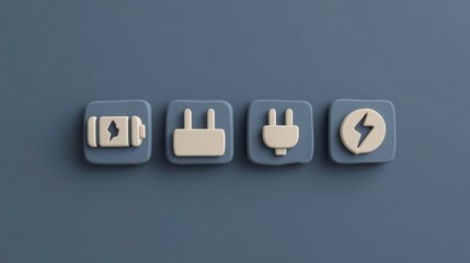 Poster - Energy Icons  Power Plug  Battery  Outlet  Electricity Symbol