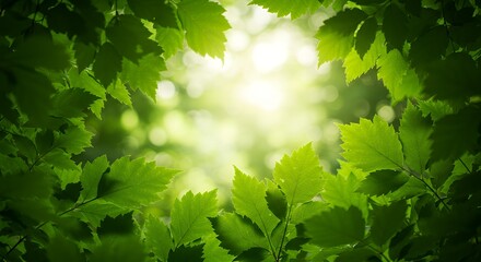 green leaves with sunlight