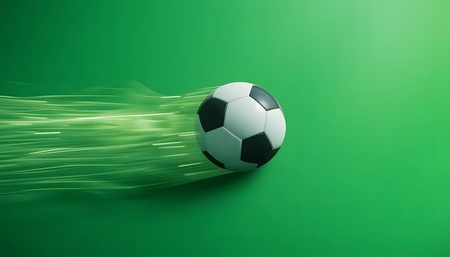 Fast Soccer Ball in Motion on Vibrant Green Background