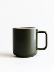 Poster - Simple Studio Shot of an Olive Green Ceramic Mug on a White Background Minimalist Style Beverage Container Coffee Cup Tea Mug