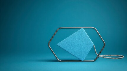 Poster - Abstract Blue Shape in Metal Frame  Minimalist Design  Modern Art  Studio Shot