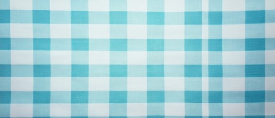 Poster - Overhead Shot of Aqua and White Gingham Fabric Background Texture for Summer Picnic or Kitchen Decor Flatlay