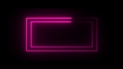 Wall Mural - abstract neon sign rectangles icon animation. neon rectangle frame black background.