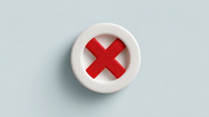Poster - Red Cross X Mark Icon  Minimalist Rejection Symbol  Circle Sign  3D Render