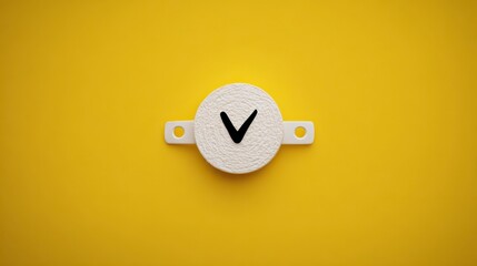 Poster - Minimalist White Checkmark Icon on Yellow Background
