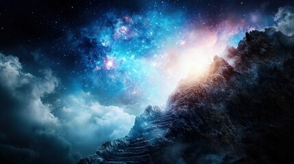 Fototapete - Celestial event cosmic exploration outer space digital art dreamlike atmosphere wide angle infinite possibilities