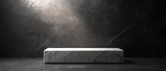 Poster - Marble Podium Showcase Platform Presentation Stylish Studio Shot Product Display Minimalist Design Dark Background