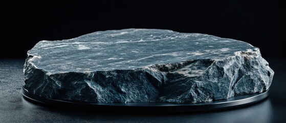 Poster - Dark Stone Platform Presentation Close-Up Studio Shot Ideal for Product Display and Mockups Minimalist Design and Natural Texture