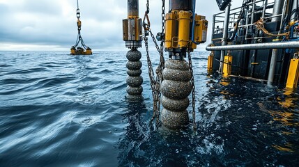 Poster - Underwater construction operations ocean depths industrial photography marine environment aerial perspective