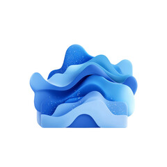 Poster - Abstract Blue Wave Form Design, 3D Render, Digital Art
