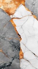 Poster - Abstract Marble Texture with Gold Veins Close Up Shot Gray and White Stone Background Elegant Pattern
