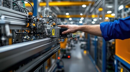 Poster - Close-up action photography of high-tech industrial automation in efficient manufacturing environments