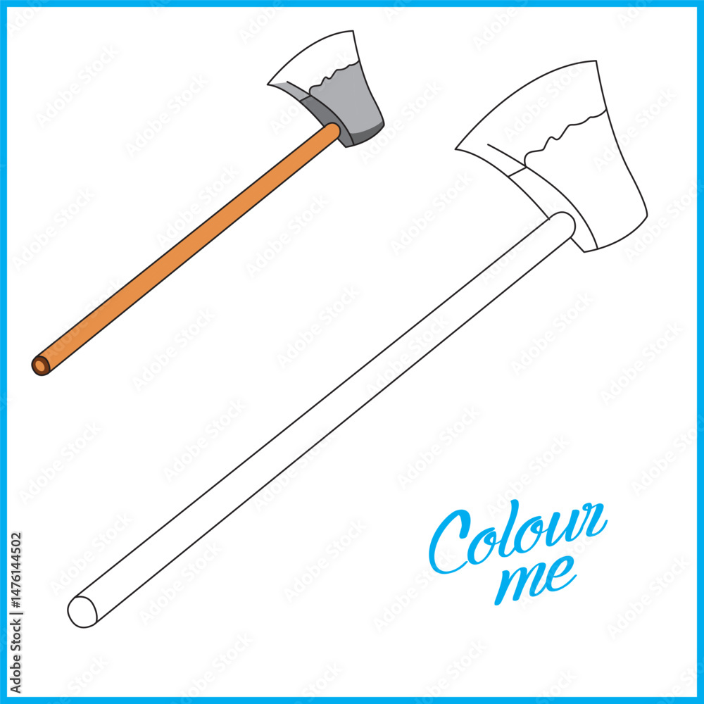 Axe Coloring page , Coloring page for kids, Axe vector illustration - A ...