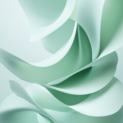Poster - abstract paper curves creating a flowing organic shape in shades of mint green studio shot for desig