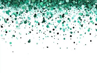 Poster - Abstract teal glitter falling on white background studio shot for Christmas holiday celebration backdrop invitation card