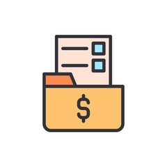 Poster - Financial Folder Icon With Dollar Sign And Documents Symbolizing Income
