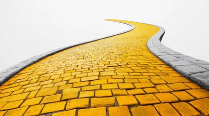Aufkleber - Winding yellow brick road disappearing into the horizon against a white background.