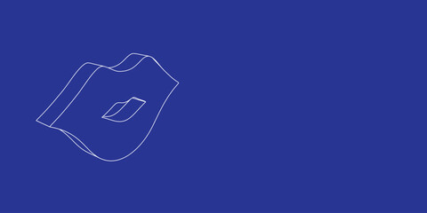 Poster - The outline of a large lips symbol made of white lines on the left. 3D view of the object in perspective. Vector illustration on indigo background