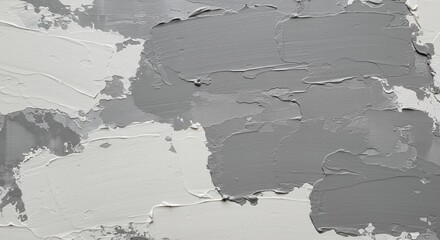 Poster - Textured oil painting abstract artwork featuring thick brushstrokes in shades of gray and white, creating a modern and artistic background
