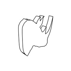 Poster - The outline of a large rhinoceros head symbol is made with black lines. 3D view of the object in perspective. Vector illustration on white background