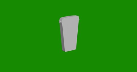 Poster - Isolated realistic white paper coffee cup front view with shadow. 3d illustration on green chroma key background