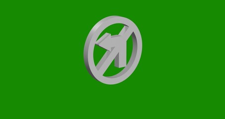 Poster - Isolated realistic white no left turn sign front view with shadow. 3d illustration on green chroma key background