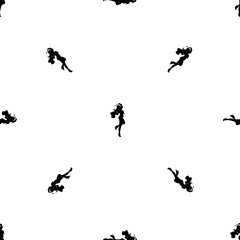 Poster - Seamless pattern of repeated black enchantress symbols. Elements are evenly spaced and some are rotated. Illustration on transparent background