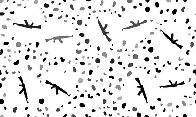 Poster - Abstract seamless pattern with assault rifles. Creative leopard backdrop. Illustration on transparent background