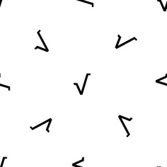 Poster - Seamless pattern of repeated black square root symbols. Elements are evenly spaced and some are rotated. Illustration on transparent background