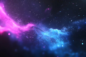 abstract space scene featuring colorful nebulas and scattered stars.
