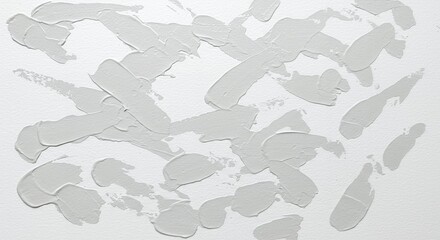 Poster - Abstract art background with expressive brushstrokes in light gray paint on white textured paper, creating a modern and minimalist design.