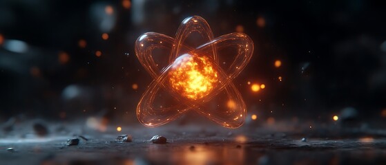 Wall Mural - An abstract glowing energy sphere contained within an atom structure