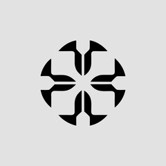 Poster - Abstract geometric mandala design featuring a symmetrical black pattern on white background