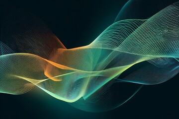 Poster - Abstract lines of light creating a flowing, wavy pattern with gradient colors