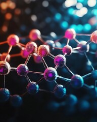 Wall Mural - A close up of interconnected molecular structure clusters
