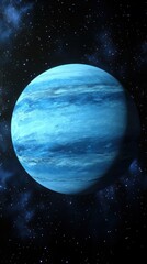 Wall Mural - blue planet in deep space with stars and nebulas; a digital rendering of a gas giant from a low angl