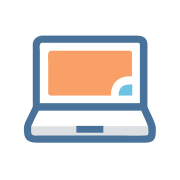 Modern laptop flat illustration on black background for web