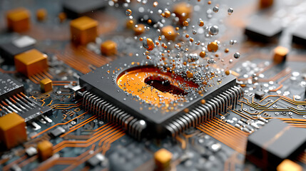 Poster - Innovative technology advancements digital environment macro photography modern aesthetics abstract concept